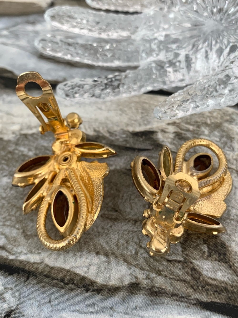 Vintage Juliana DeLizza Elster D&E Leaf Florette Wire Ear Climber Clip Earrings - Picture 7 of 8